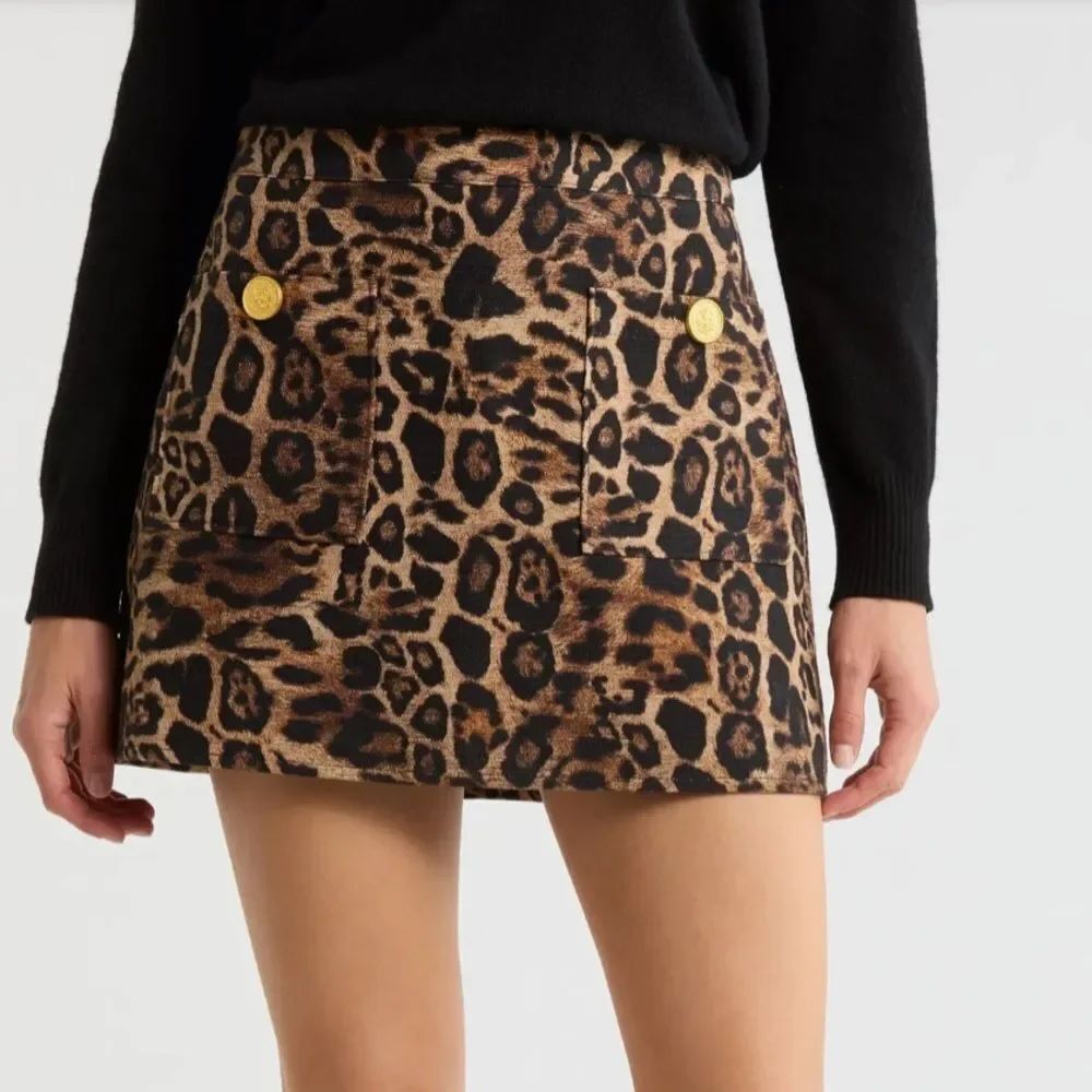 L’AGENCE Leopard Print Cotton Miniskirt A